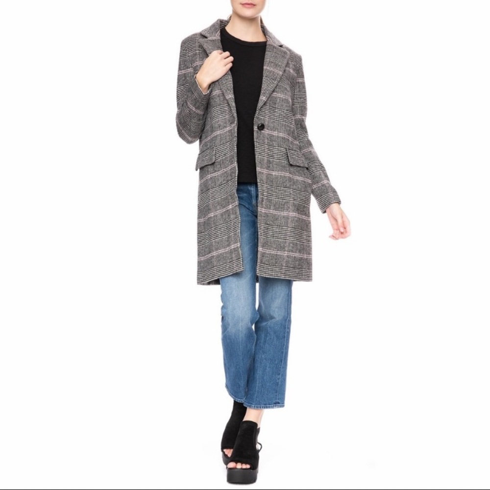 Rails NEW Anders  Charcoal Pink Plaid Coat Blazer Menswear